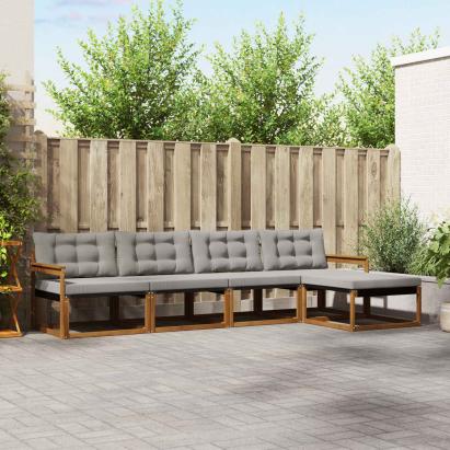 Set de canapele de exterior 5 pcs Gri natural și deschis GartenMobel Dekor