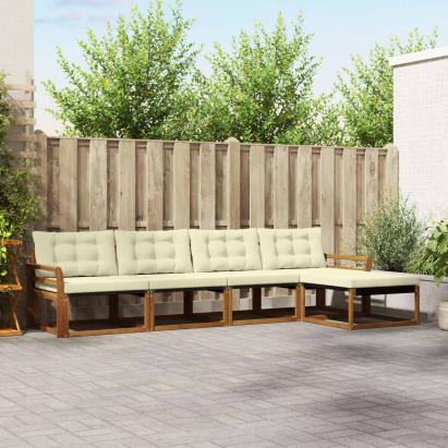 Set de canapele de exterior cu pernă 5 pcs Natural și Crem GartenMobel Dekor