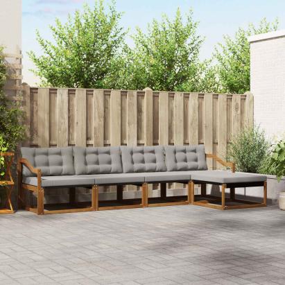 Set de canapele de exterior 5 pcs Gri natural și deschis GartenMobel Dekor