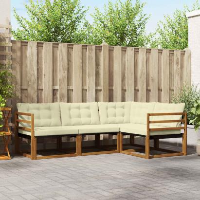 Set de canapele de exterior cu pernă 4 pcs Natural și Crem GartenMobel Dekor