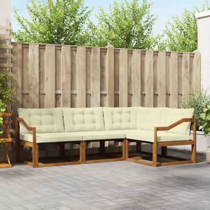 Set de canapele de exterior cu pernă 4 pcs Natural și Crem GartenMobel Dekor