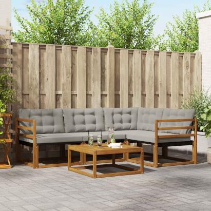 Set de canapele de exterior 5 pcs Gri natural și deschis GartenMobel Dekor