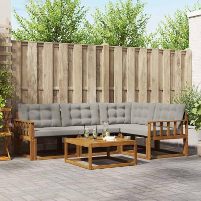 Set de canapele de exterior 5 pcs Gri natural și deschis GartenMobel Dekor