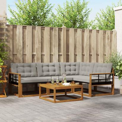 Set de canapele de exterior 5 pcs Gri natural și deschis GartenMobel Dekor
