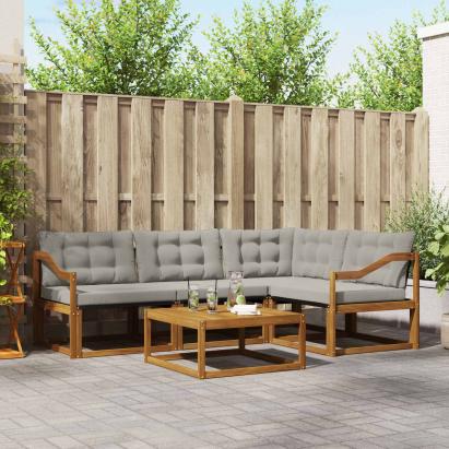 Set de canapele de exterior 5 pcs Gri natural și deschis GartenMobel Dekor