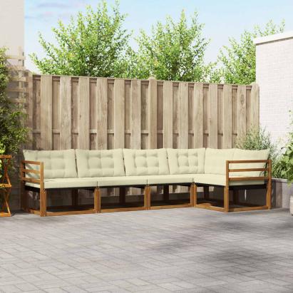 Set de canapele de exterior cu pernă 5 pcs Natural și Crem GartenMobel Dekor