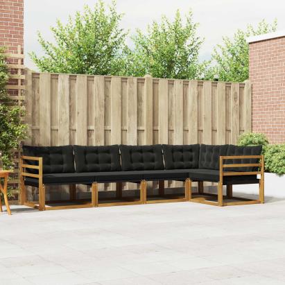 Set de canapele de exterior cu pernă 5 pcs Natural și Negru GartenMobel Dekor