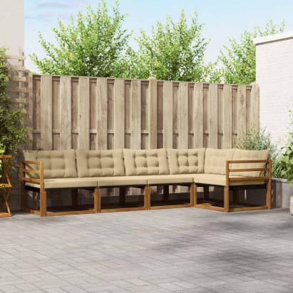 Set de canapele de exterior cu pernă 5 pcs Natural și Bej GartenMobel Dekor