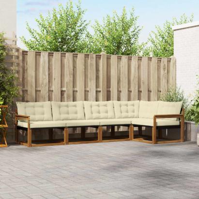 Set de canapele de exterior cu pernă 5 pcs Natural și Crem GartenMobel Dekor