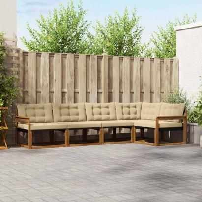 Set de canapele de exterior cu pernă 5 pcs Natural și Bej GartenMobel Dekor