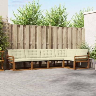 Set de canapele de exterior cu pernă 5 pcs Natural și Crem GartenMobel Dekor