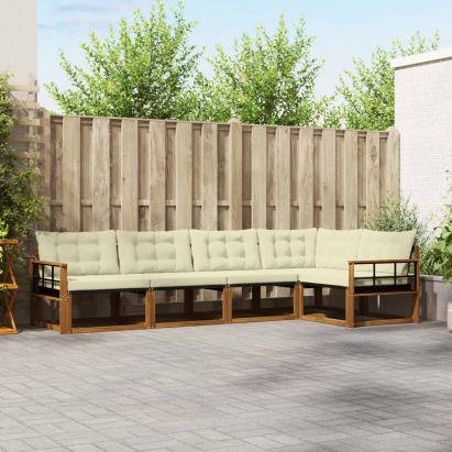 Set de canapele de exterior cu pernă 5 pcs Natural și Crem GartenMobel Dekor