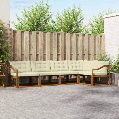 Set de canapele de exterior cu pernă 5 pcs Natural și Crem GartenMobel Dekor