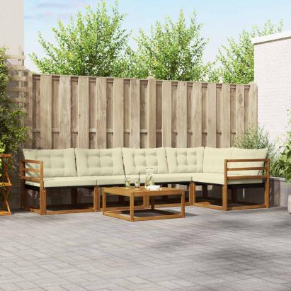 Set de canapele de exterior cu pernă 6 pcs Natural și Crem GartenMobel Dekor