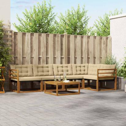 Set de canapele de exterior cu pernă 6 pcs Natural și Bej GartenMobel Dekor