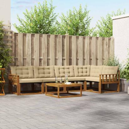 Set de canapele de exterior cu pernă 6 pcs Natural și Bej GartenMobel Dekor