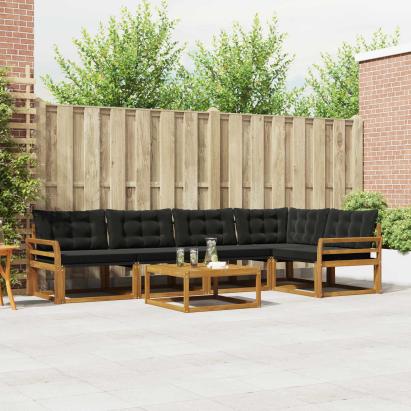 Set de canapele de exterior cu pernă 6 pcs Natural și Negru GartenMobel Dekor