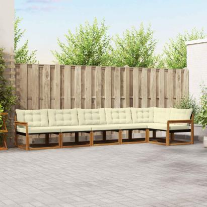 Set de canapele de exterior cu pernă 6 pcs Natural și Crem GartenMobel Dekor