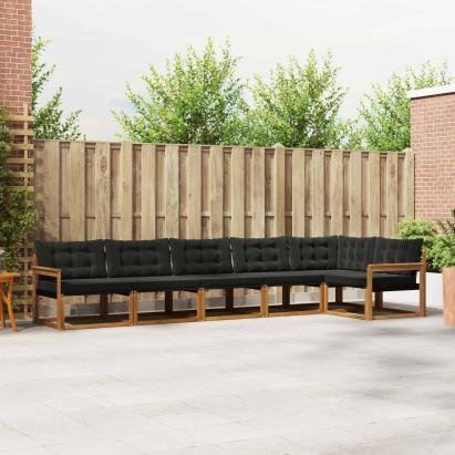 Set de canapele de exterior cu pernă 6 pcs Natural și Negru GartenMobel Dekor