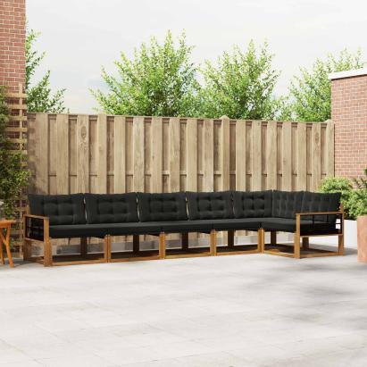 Set de canapele de exterior cu pernă 6 pcs Natural și Negru GartenMobel Dekor