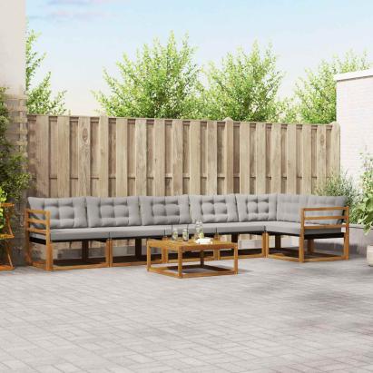 Set de canapele de exterior 7 pcs Gri natural și deschis GartenMobel Dekor