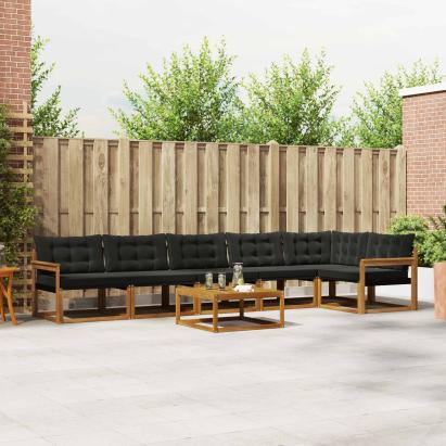 Set de canapele de exterior cu pernă 7 pcs Natural și Negru GartenMobel Dekor