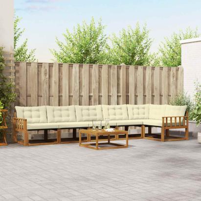 Set de canapele de exterior cu pernă 7 pcs Natural și Crem GartenMobel Dekor