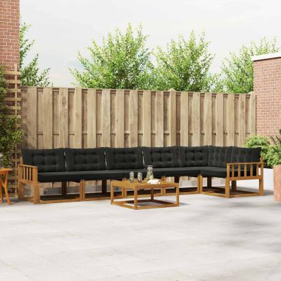 Set de canapele de exterior cu pernă 7 pcs Natural și Negru GartenMobel Dekor