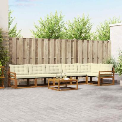 Set de canapele de exterior cu pernă 7 pcs Natural și Crem GartenMobel Dekor