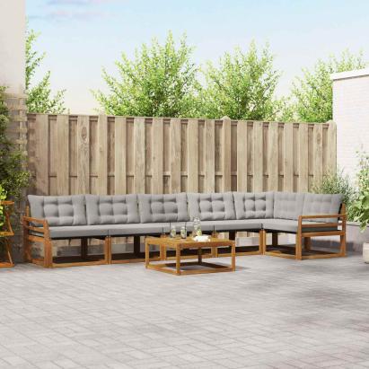 Set de canapele de exterior 7 pcs Gri natural și deschis GartenMobel Dekor