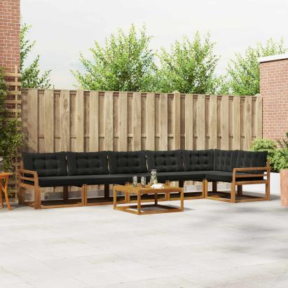 Set de canapele de exterior cu pernă 7 pcs Natural și Negru GartenMobel Dekor