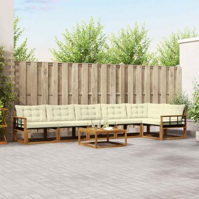 Set de canapele de exterior cu pernă 7 pcs Natural și Crem GartenMobel Dekor