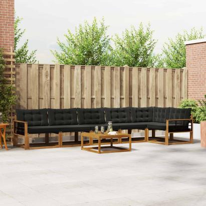 Set de canapele de exterior cu pernă 7 pcs Natural și Negru GartenMobel Dekor