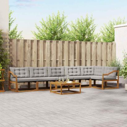 Set de canapele de exterior 7 pcs Gri natural și deschis GartenMobel Dekor