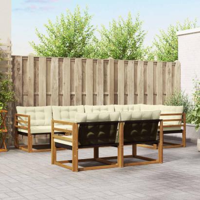 Set de canapele de exterior cu pernă 7 pcs Natural și Crem GartenMobel Dekor