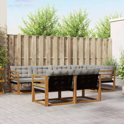 Set de canapele de exterior 7 pcs Gri natural și deschis GartenMobel Dekor