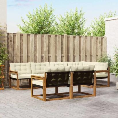 Set de canapele de exterior cu pernă 7 pcs Natural și Crem GartenMobel Dekor