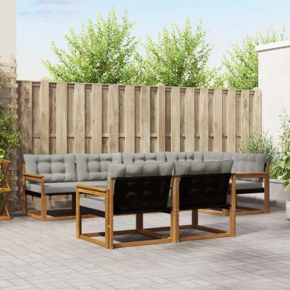 Set de canapele de exterior 7 pcs Gri natural și deschis GartenMobel Dekor