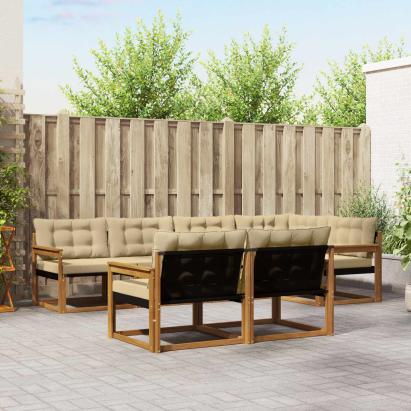 Set de canapele de exterior cu pernă 7 pcs Natural și Bej GartenMobel Dekor