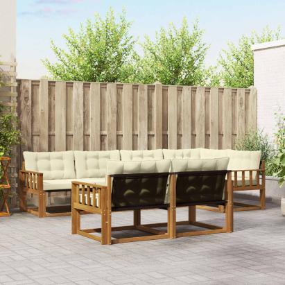Set de canapele de exterior cu pernă 7 pcs Natural și Crem GartenMobel Dekor