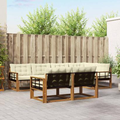 Set de canapele de exterior cu pernă 7 pcs Natural și Crem GartenMobel Dekor