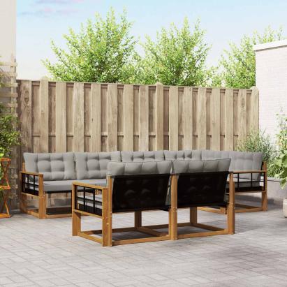 Set de canapele de exterior 7 pcs Gri natural și deschis GartenMobel Dekor