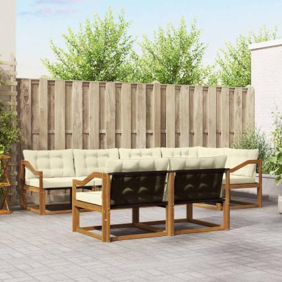 Set de canapele de exterior cu pernă 7 pcs Natural și Crem GartenMobel Dekor