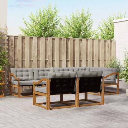 Set de canapele de exterior 7 pcs Gri natural și deschis GartenMobel Dekor