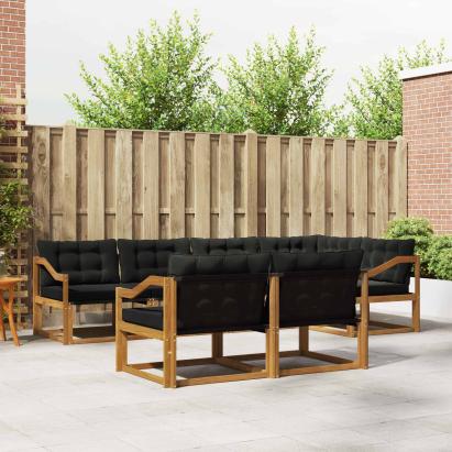 Set de canapele de exterior cu pernă 7 pcs Natural și Negru GartenMobel Dekor