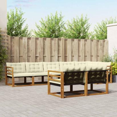 Set de canapele de exterior cu pernă 8 pcs Natural și Crem GartenMobel Dekor
