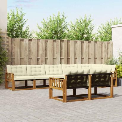 Set de canapele de exterior cu pernă 8 pcs Natural și Crem GartenMobel Dekor