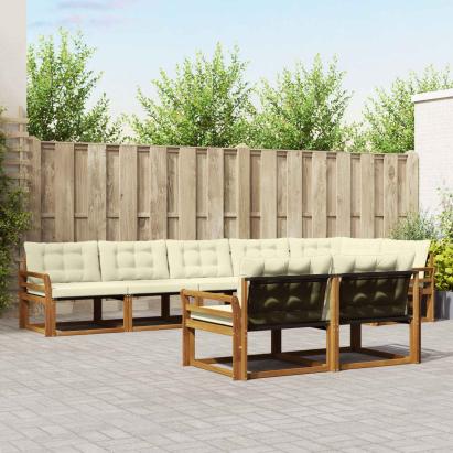 Set de canapele de exterior cu pernă 8 pcs Natural și Crem GartenMobel Dekor
