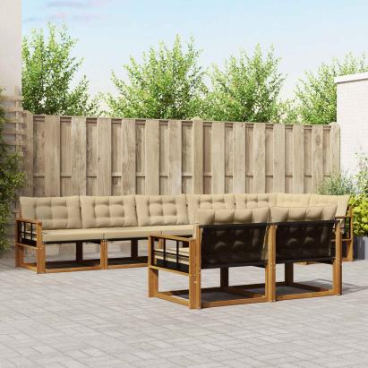 Set de canapele de exterior cu pernă 8 pcs Natural și Bej GartenMobel Dekor