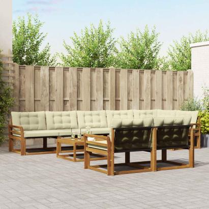 Set de canapele de exterior cu pernă 9 pcs Natural și Crem GartenMobel Dekor